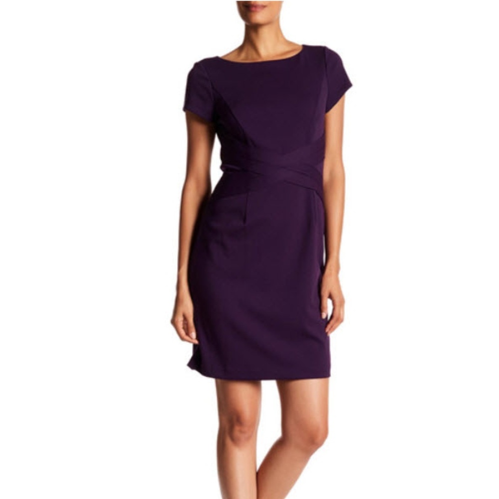 $128 Ellen Tracy Ponte Dress in Plum Size 8 NWT